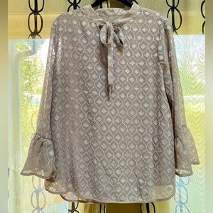 NWT Catherine Malandrino Sheer Dusty Rose Textured Tunic Blouse XL